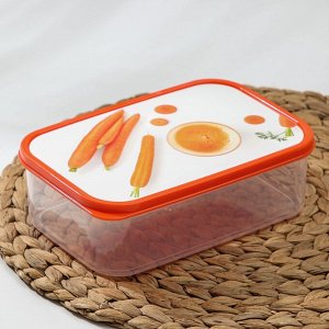 Контейнер пищевой «Морковка», 1,2 л, прямоугольный, цвет оранжевый