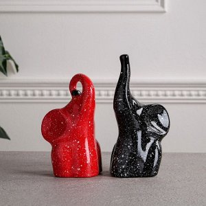 Набор статуэток "Слоны Инь-Янь", гранит, красно-чёрный, 20 см