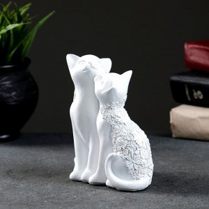 Фигура "Кот и Кошка" белый, 14х13см