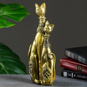 Фигура "Кошечки сладкая парочка" золото, 13х33х6см