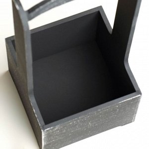 Кашпо - ящик деревянный "Прованс" 13,5х13,5х30 см черный