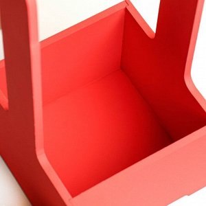 Кашпо - ящик деревянный 13,5х13,5х30 см, красный
