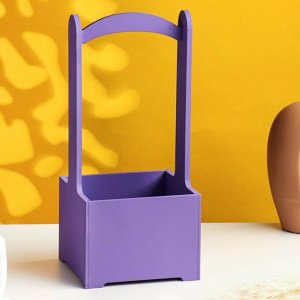 Кашпо - ящик деревянный 13,5х13,5х30 см, фиолетовый
