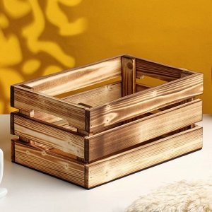 Кашпо - ящик деревянный 30х20х14,5 см обожженный