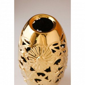 Ваза керамическая "Евро-цветы", настольная, сквозная резка, булат, золото 21 см