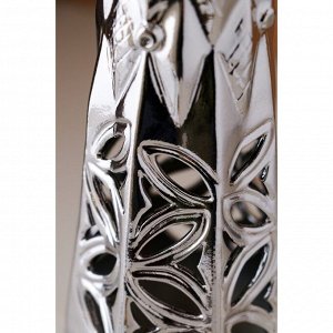 Ваза керамическая "Линда", настольная, булат, сквозная резка, серебро, 32 см
