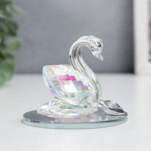 Фигурка стекло «Лебеди с бриллиантом», прозрачная голография, 6.5x6x5 см