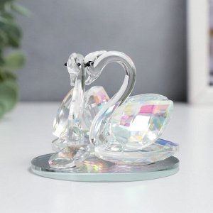 Фигурка стекло «Лебеди с бриллиантом», прозрачная голография, 6.5x6x5 см