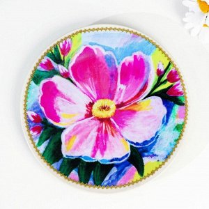 Тарелка декоративная «Розовая космея», настенная, D = 19,5 см