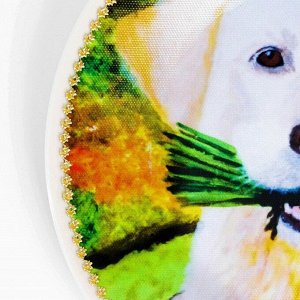 Тарелка декоративная «Собачка с цветами», настенная, D = 19,5 см