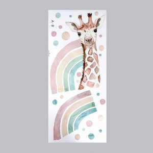 Наклейка пластик интерьерная цветная "Жираф и радуга" 40х90 см