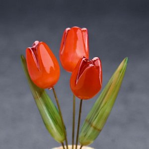Цветок в горшке "Тюльпан" 3 цветка, оникс малая