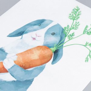 Наклейка пластик интерьерная цветная "Кролик с морковкой" 40х60 см