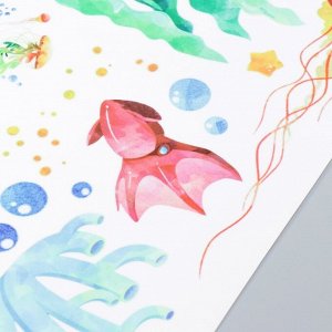 Наклейка пластик интерьерная цветная "Медузы акварель" набор 2 листа 30х90 см