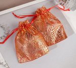 Мешочек подарочный &quot;Леопард&quot; 10*12, цвет красный с золотом
