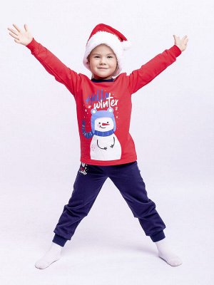 Пижама детская длинный рукав с ярким принтом цвет Красно-синий