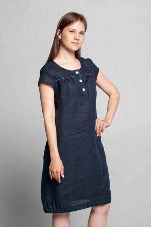 Платье из льна 14-17  т. синий