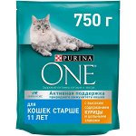 Purina One Сухой корм для кошек старше 11 лет с курицей и цельными злаками, 750 г