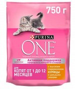 Сухой корм Purina ONE для котят, с высоким содержанием курицы и цельными злаками, 750 г