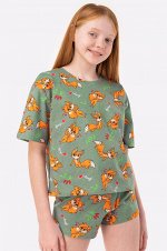 Пижама для девочки подростка, цвет оливковый