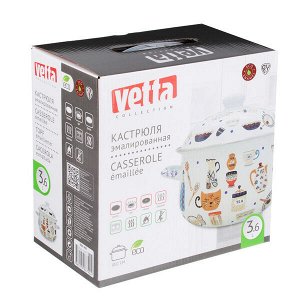 VETTA Кантри Кастрюля эмалированная, 22см, 3,6л, индукция