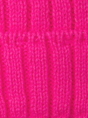 Шапка вязаная детская с двумя бубонами на завязках, МОЕ ЧУДО, ярко-розовый