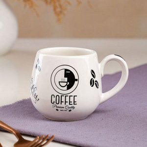Чашка "Петелька", белая, чёрная деколь кофе, 0.25 л, микс