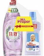 FAIRY Сред д\м пос Pure&amp;Clean ЛавандРозмар 650мл+MR PROPER Моющ жидк д\полов и ст ЛавандСпок 500мл