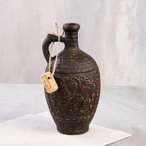 Винная бутылка "Виноград", декор, красная глина, 0.75 л