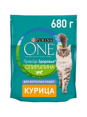 Сухой корм Purina ONE Природа Здоровья для взрослых кошек, с высоким содержанием курицы, 680 г