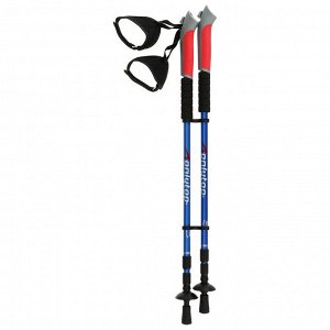 Палки для скандинавской ходьбы, телескопическая, 3 секции, до 135 см (пара 2 шт), цвета МИКС