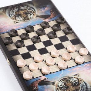Нарды &quot;Тигр и орел&quot;, деревянная доска 50 x 50 см, с полем для игры в шашки