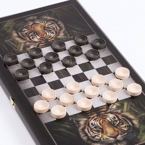Нарды "Тигр", деревянная доска 50 x 50 см, с полем для игры в шашки