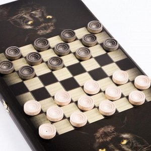 Нарды "Пантера", деревянная доска 50 x 50 см, с полем для игры в шашки