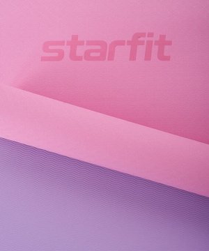 Starfit Коврик для йоги и фитнеса FM-201, TPE, 173x61x0,4 см, розовый пастель/фиолетовый пастель