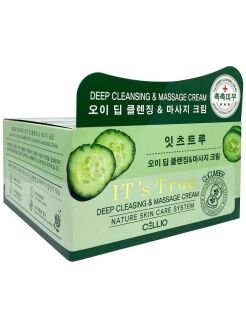 CELLIO IT'S TRUE "CUCUMBER" Очищающий и массажный крем для лица и тела с экстрактом огурца, для всех типов кожи, 300 мл, Южная Корея