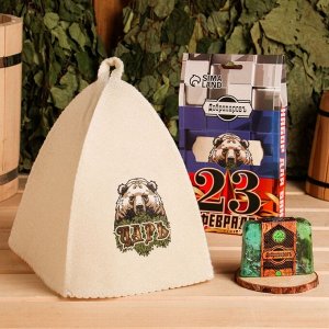 Подарочный набор "Добропаровъ, с 23 февраля": шапка "Царь (медведь)" и мыло натуральное