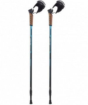 Скандинавские палки Nimbus, 77-135 см, 2-секционные, черный/голубой
