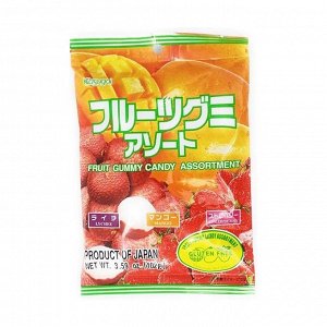 Мармелад жевательный  ассорти со вкусом манго , клубники, личи ' Frutia' 102 гр