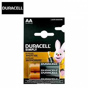 Батарейки пальчиковые, элементы питания, комплект 2 штуки  Duracell Simply LR6 AA 1.5V