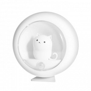 Ночник с датчиком движения "Котик в шаре"  LED 5Вт 4000К  белый USB 7,9х7,9х3,3 см