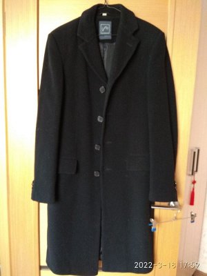 Пальто классическое, мужское, черное, 80% шерсть
