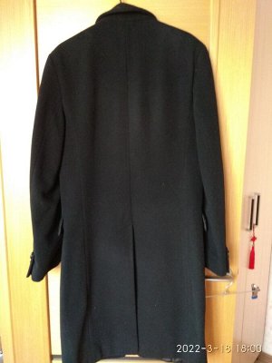 Пальто классическое, мужское, черное, 80% шерсть