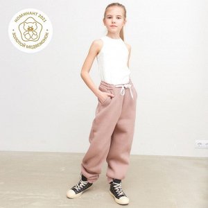 Брюки для девочки MINAKU: Basic Line KIDS, тёмно-бежевые.