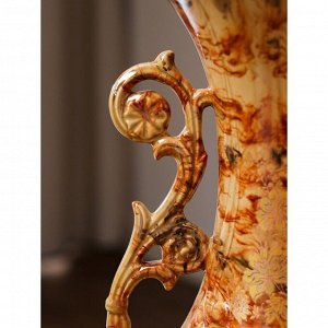 Ваза керамическая "Феона", напольная, под малахит, коричневая, 60 см, авторская работа