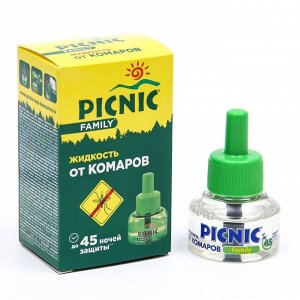 Дополнительный флакон-жидкость от комаров Picnic Family, с растительными экстрактами, 45 ночей, 30 мл