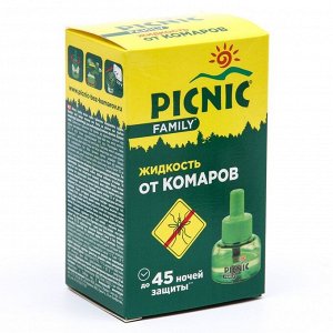 Дополнительный флакон-жидкость от комаров Picnic Family, с растительными экстрактами, 45 ночей, 30 мл