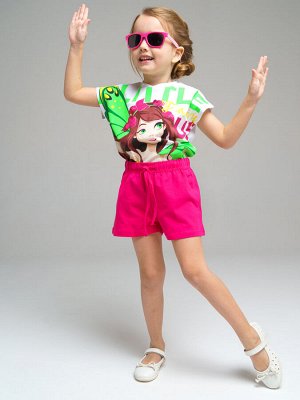 Комплект трикотажный для девочек: фуфайка (футболка), шорты