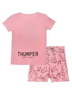 Комплект трикотажный для девочек: фуфайка (футболка), топ, шорты