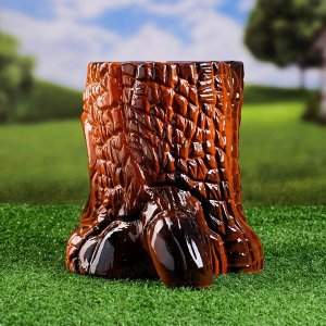 Садовая фигура "Пенёк", коричневая, керамика, 22 см